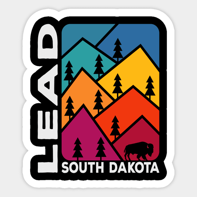 Lead South Dakota Vintage Mountains Bison Sticker by SouthDakotaGifts